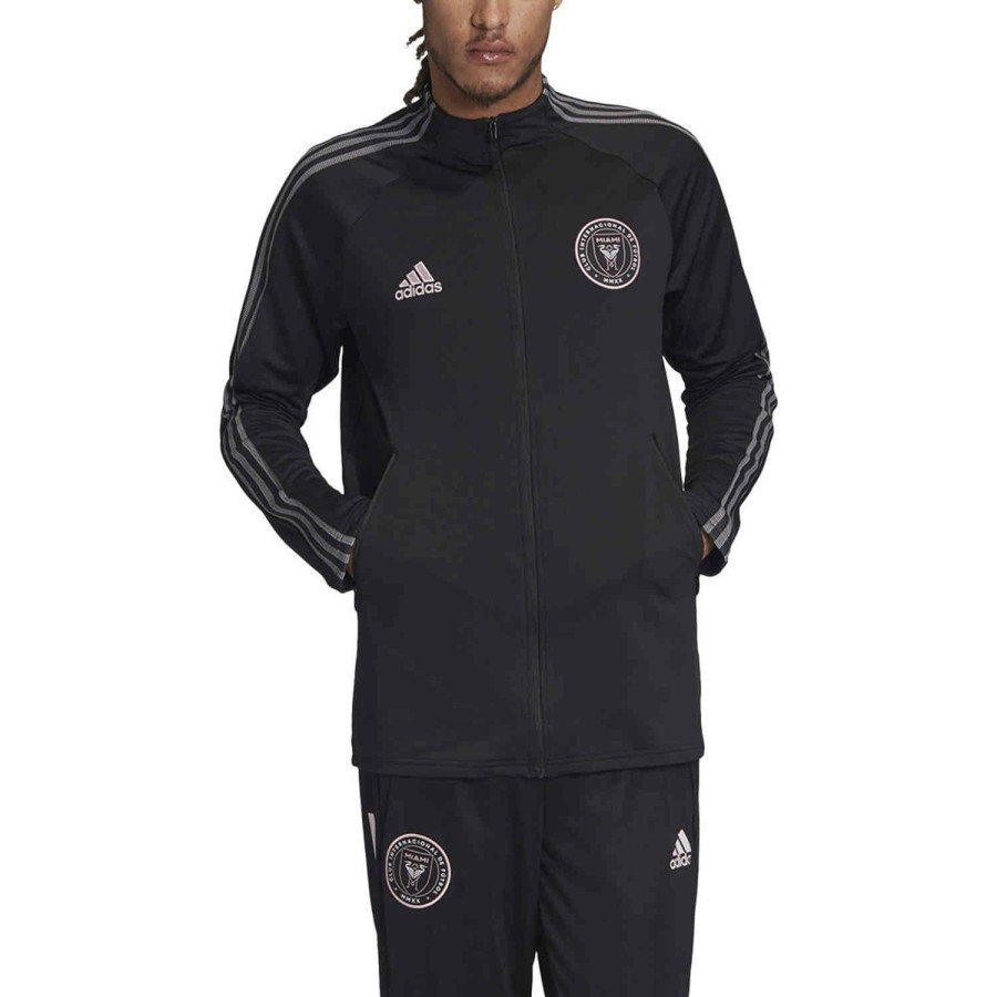 Soccer Apparel * | Adidas Inter Miami Anthem Jacket Black/Clear Pink Jackets & Sweatshirts