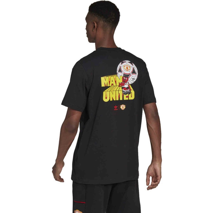 Soccer Apparel * | Adidas Originals Manchester United Retro Graphic Tee Black Soccer Shirts