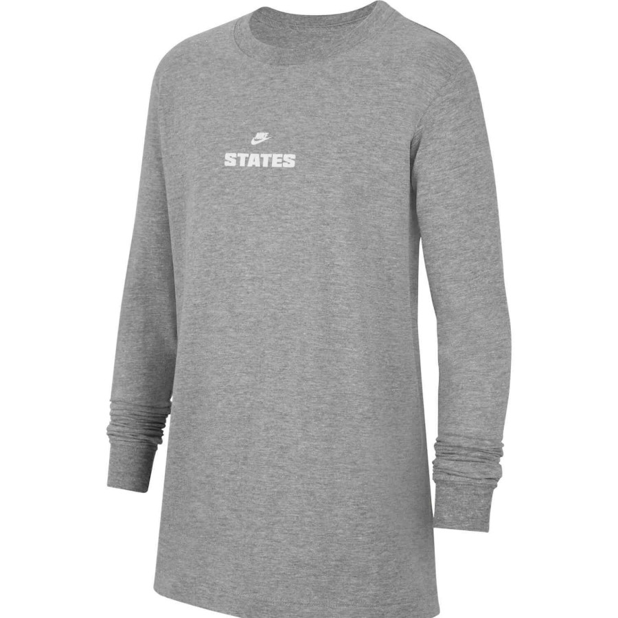 Soccer Apparel * | Kids Nike Usa L/S Flag Tee Dark Grey Heather Soccer Shirts