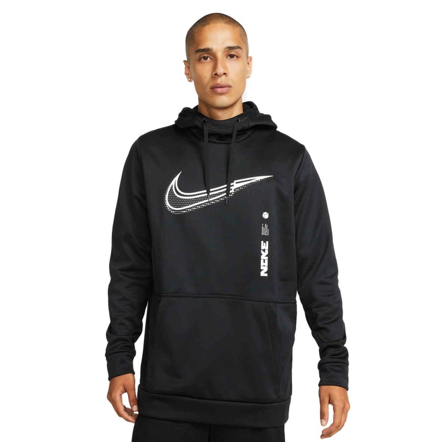 Soccer Apparel * | Nike Therma-Fit Hoodie Black/White Jackets & Sweatshirts