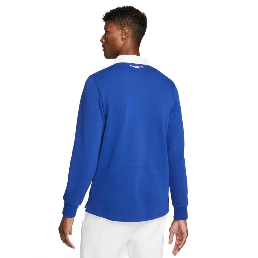 Soccer Apparel * | Nike Chelsea L/S Polo Rush Blue/White Soccer Shirts