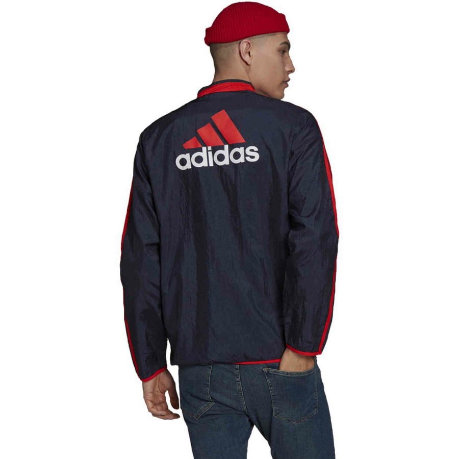 Soccer Apparel * | Adidas Bayern Munich Icons Woven Jacket Night Navy Jackets & Sweatshirts