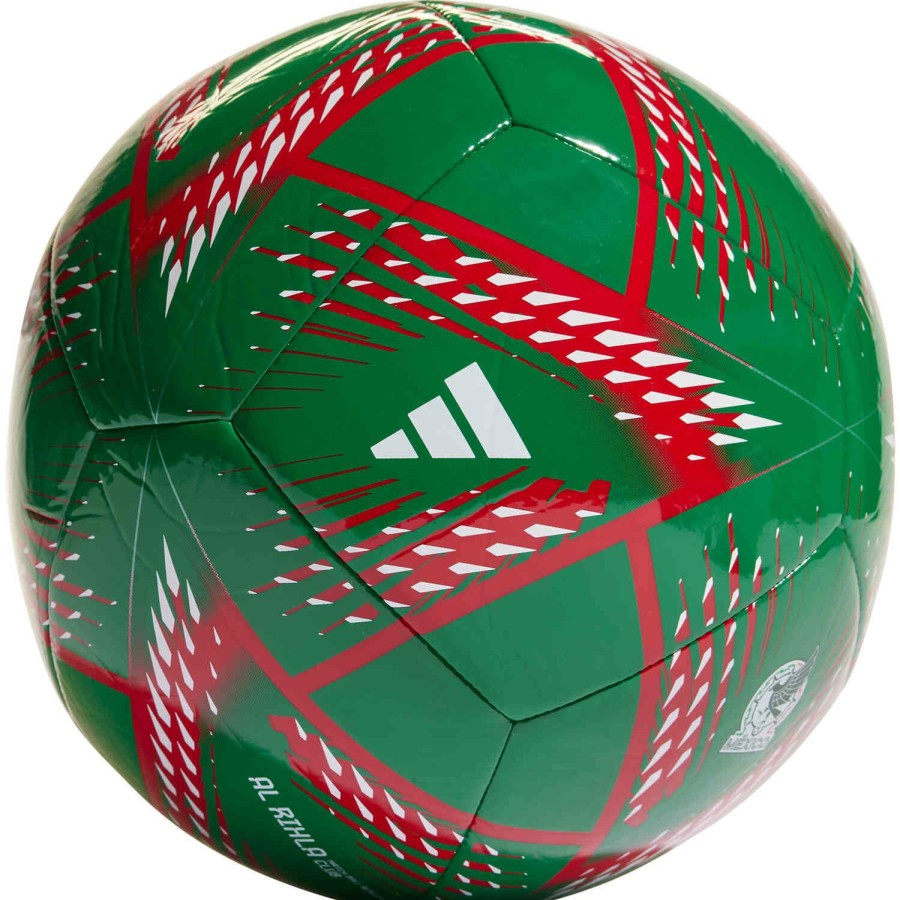 Soccer Equipment * | Adidas Mexico Rihla Club Soccer Ball Vivid Green & Scarlet With White Soccer Equipment