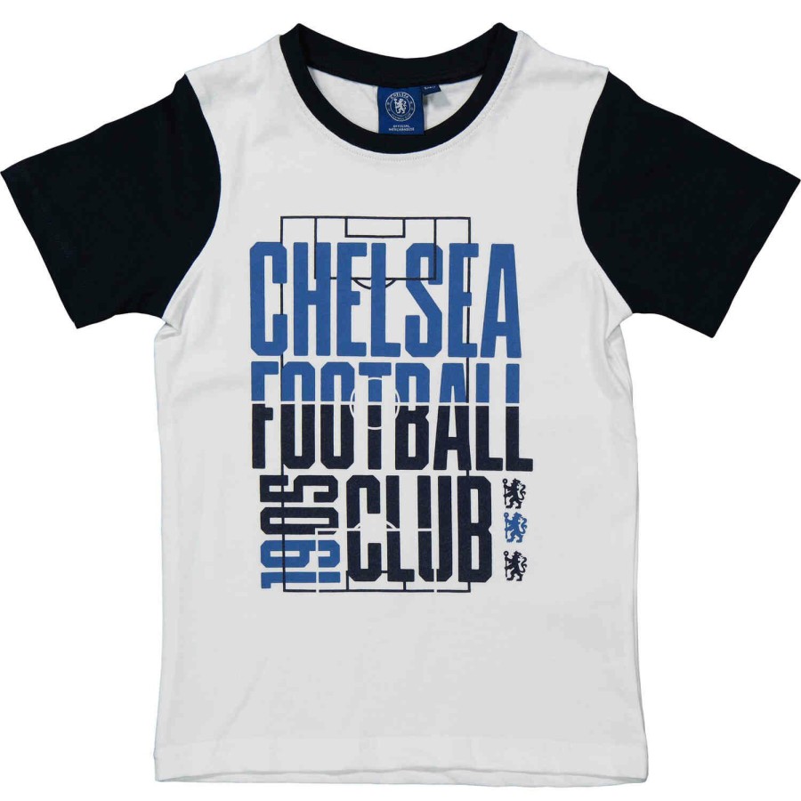 Soccer Apparel * | Kids Chelsea Tee White/Navy Soccer Shirts