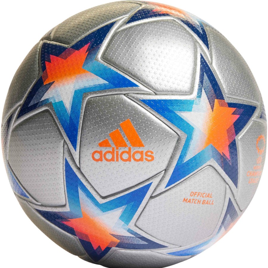 Soccer Equipment * | Adidas Womens Ucl Pro Official Match Soccer Ball Silver Metallic & Pantone With Solar Orange Soccer Equipment