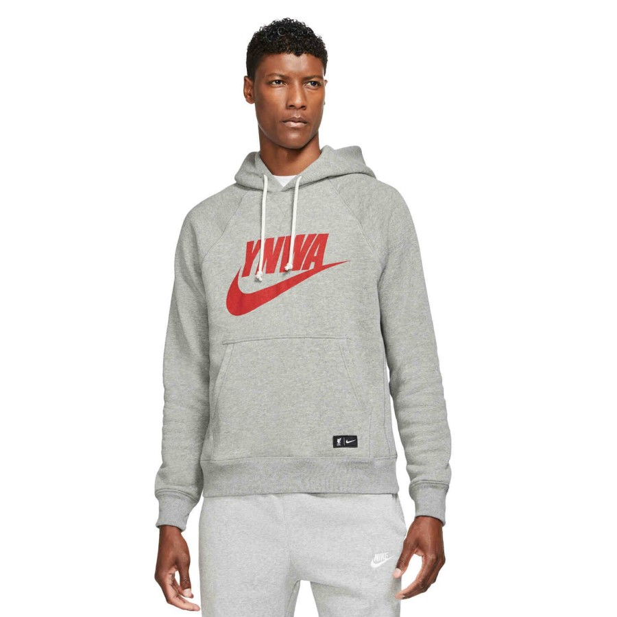 Soccer Apparel * | Nike Liverpool Sb Heritage Lifestyle Hoodie Dark Steel Grey/Heather/Rush Red Jackets & Sweatshirts