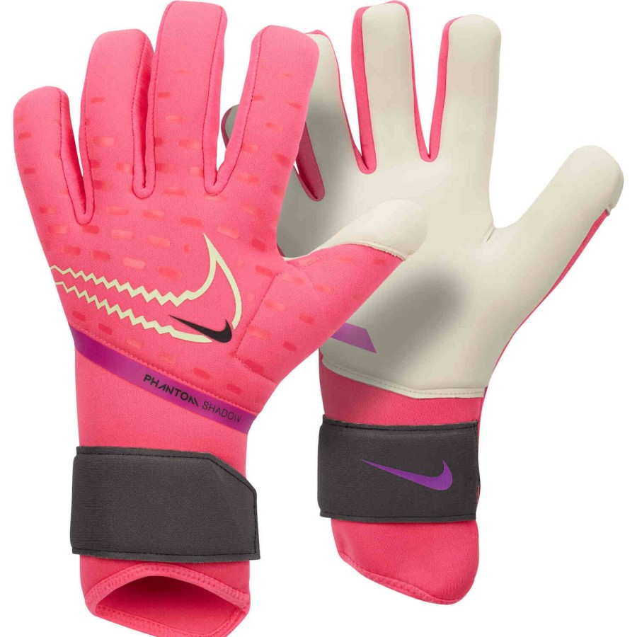 Soccer Equipment * | Nike Phantom Shadow Goalkeeper Gloves Hyper Pink & Iron Grey With Barely Volt Soccer Equipment