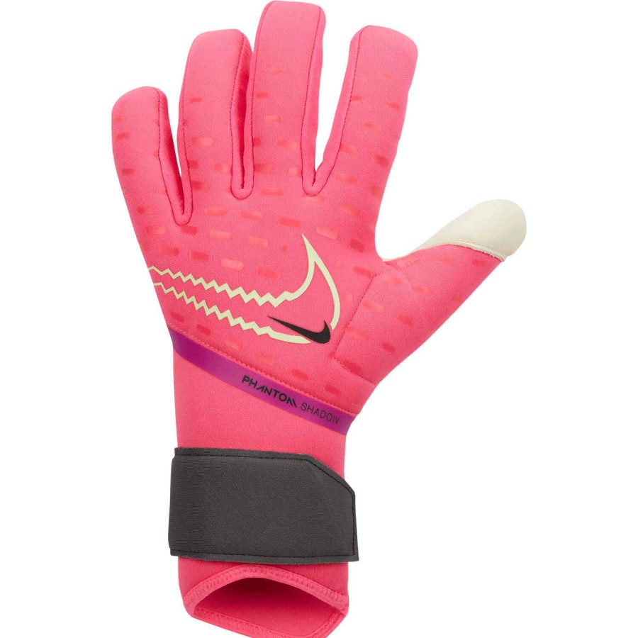 Soccer Equipment * | Nike Phantom Shadow Goalkeeper Gloves Hyper Pink & Iron Grey With Barely Volt Soccer Equipment