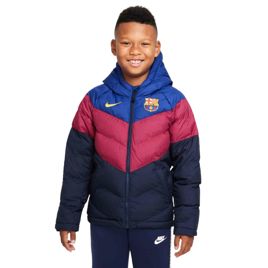 Soccer Apparel * | Kids Nike Barcelona Fill Jacket Deep Royal Blue/Noble Red/Varsity Maize Jackets & Sweatshirts