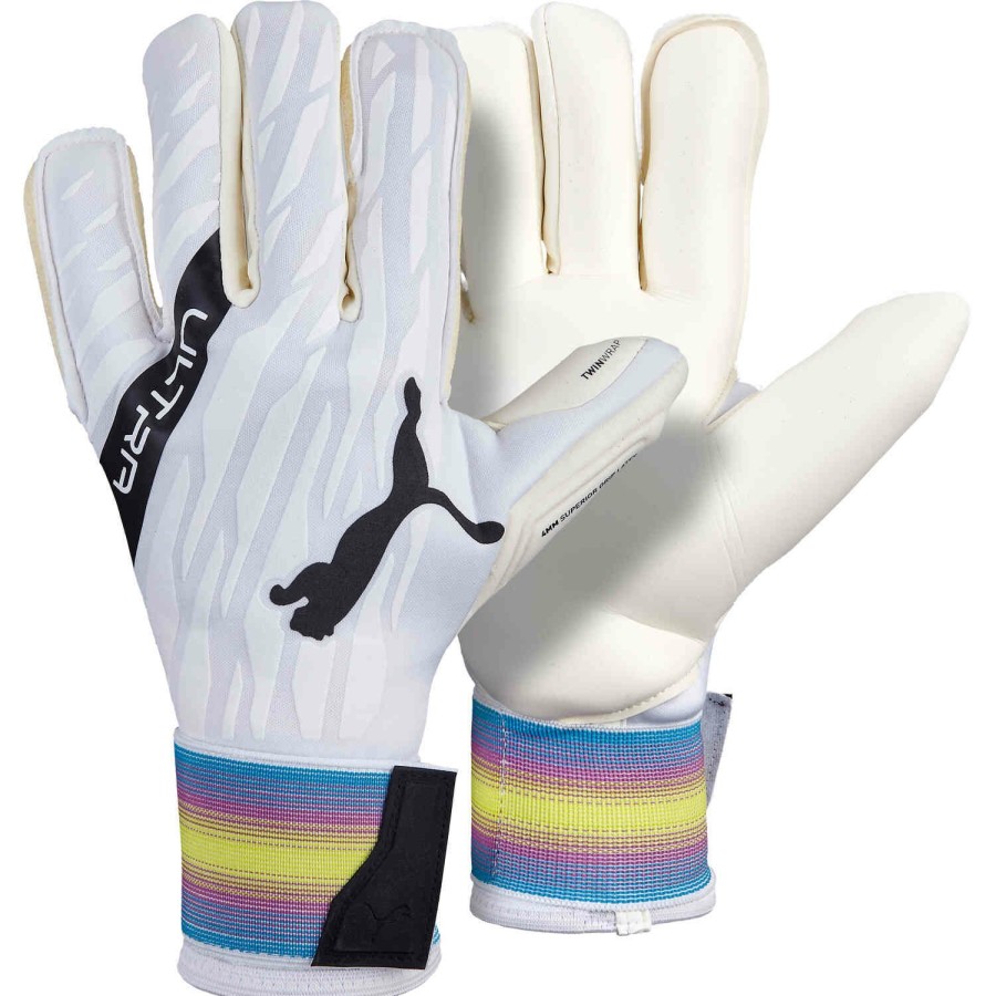 Soccer Equipment * | Puma Ultra Grip 1 Hybrid Pro Goalkeeper Gloves White & Black With Spring Break With Deep Orchard With Yellow Alert Soccer Equipment