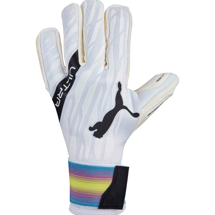 Soccer Equipment * | Puma Ultra Grip 1 Hybrid Pro Goalkeeper Gloves White & Black With Spring Break With Deep Orchard With Yellow Alert Soccer Equipment