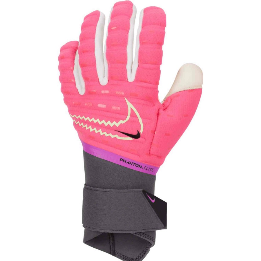 Soccer Equipment * | Nike Phantom Elite Goalkeeper Gloves Hyper Pink & Iron Grey With Barely Volt Soccer Equipment