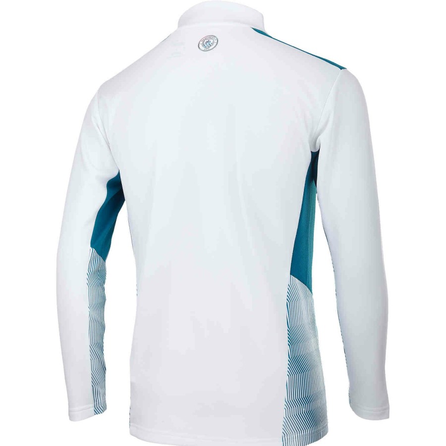 Soccer Apparel * | Puma Manchester City 1/4 Zip Drill Top White/Ocean Depths Jackets & Sweatshirts