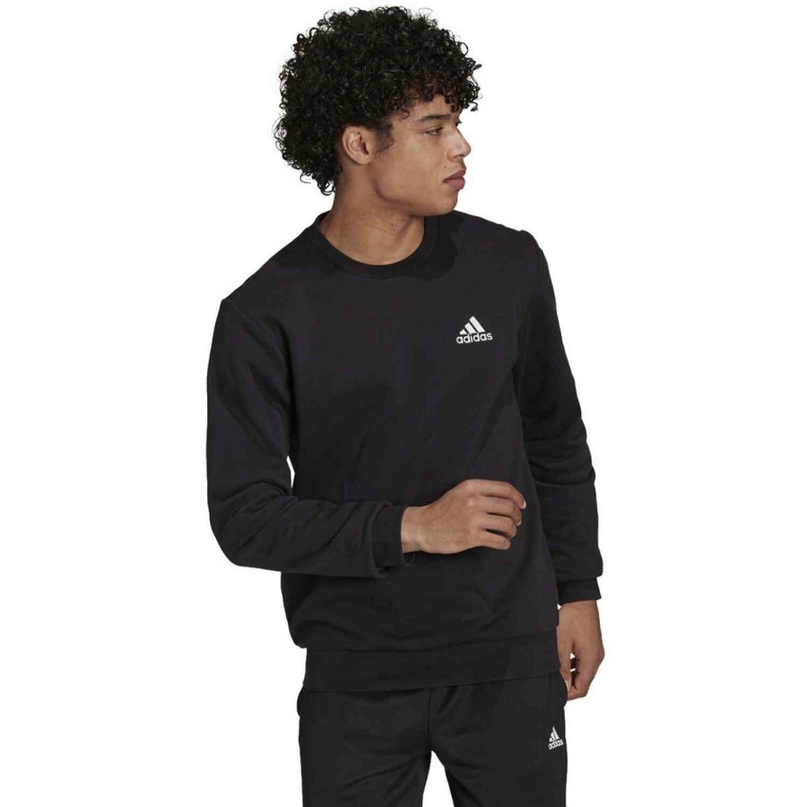 Soccer Apparel * | Adidas Essentials Cozy Sweatshirt Black/White Jackets & Sweatshirts