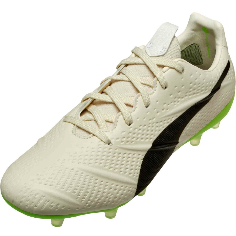 Soccer Shoes * | Puma Vgn King Platinum 21 Fg Ivory Glow & Black With Green Glare Soccer Shoes