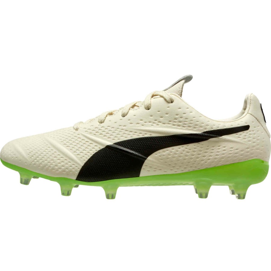 Soccer Shoes * | Puma Vgn King Platinum 21 Fg Ivory Glow & Black With Green Glare Soccer Shoes