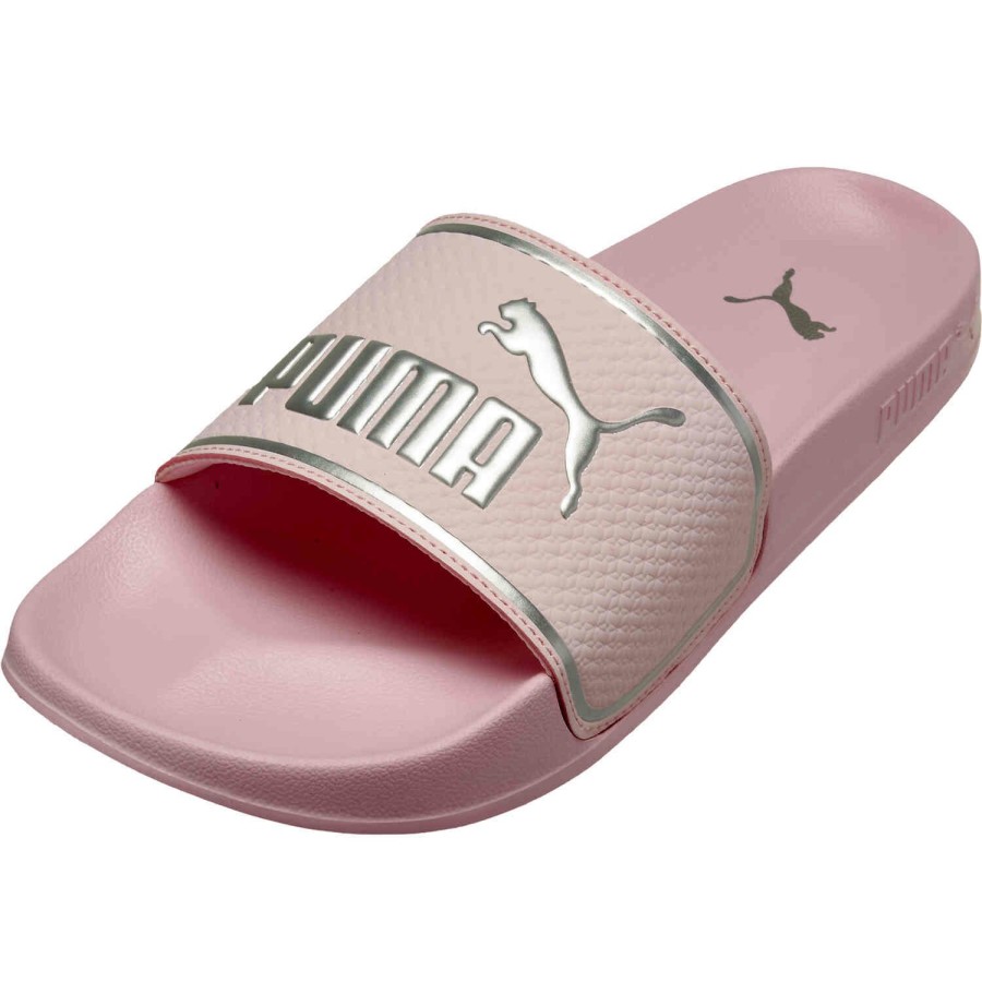 Soccer Shoes * | Kids Puma Leadcat 2.0 Slides Chalk Pink & Silver Soccer Shoes