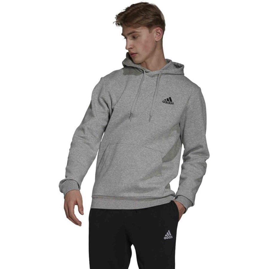 Soccer Apparel * | Adidas Essentials Cozy Hoodie Medium Grey Heather/Black Jackets & Sweatshirts