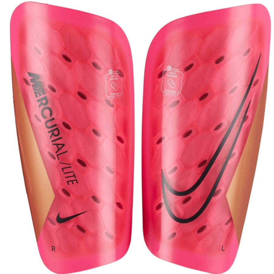 Soccer Equipment * | Nike Mercurial Lite Shin Guards Pink Blast & Metallic Copper With Off Noir Soccer Equipment