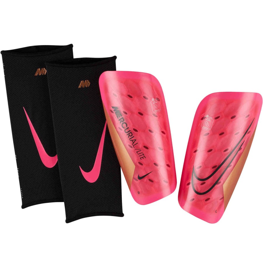 Soccer Equipment * | Nike Mercurial Lite Shin Guards Pink Blast & Metallic Copper With Off Noir Soccer Equipment