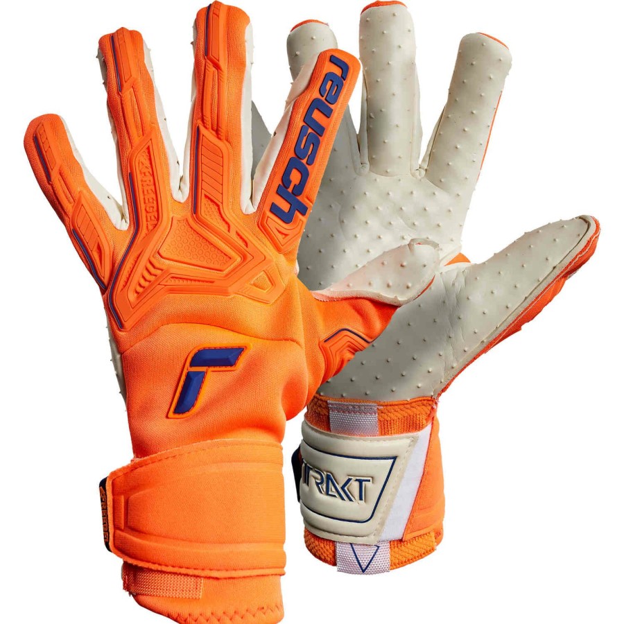 Soccer Equipment * | Reusch Attrakt Freegel Speedbump Goalkeeper Gloves Shocking Orange & Blue Soccer Equipment