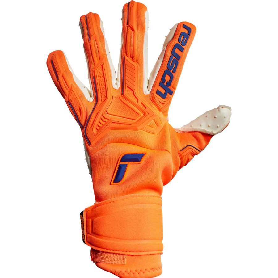 Soccer Equipment * | Reusch Attrakt Freegel Speedbump Goalkeeper Gloves Shocking Orange & Blue Soccer Equipment