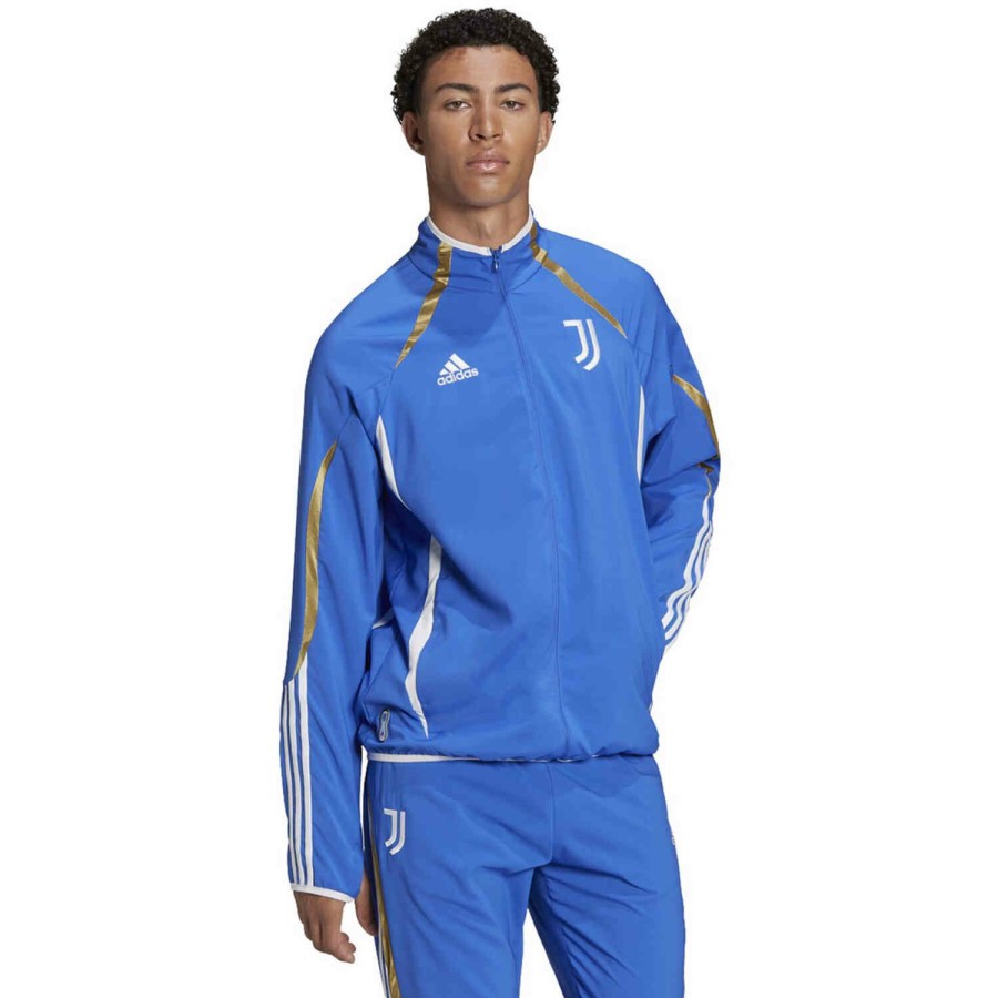 Soccer Apparel * | Adidas Juventus Teamgeist Woven Jacket Hi-Res Blue Jackets & Sweatshirts