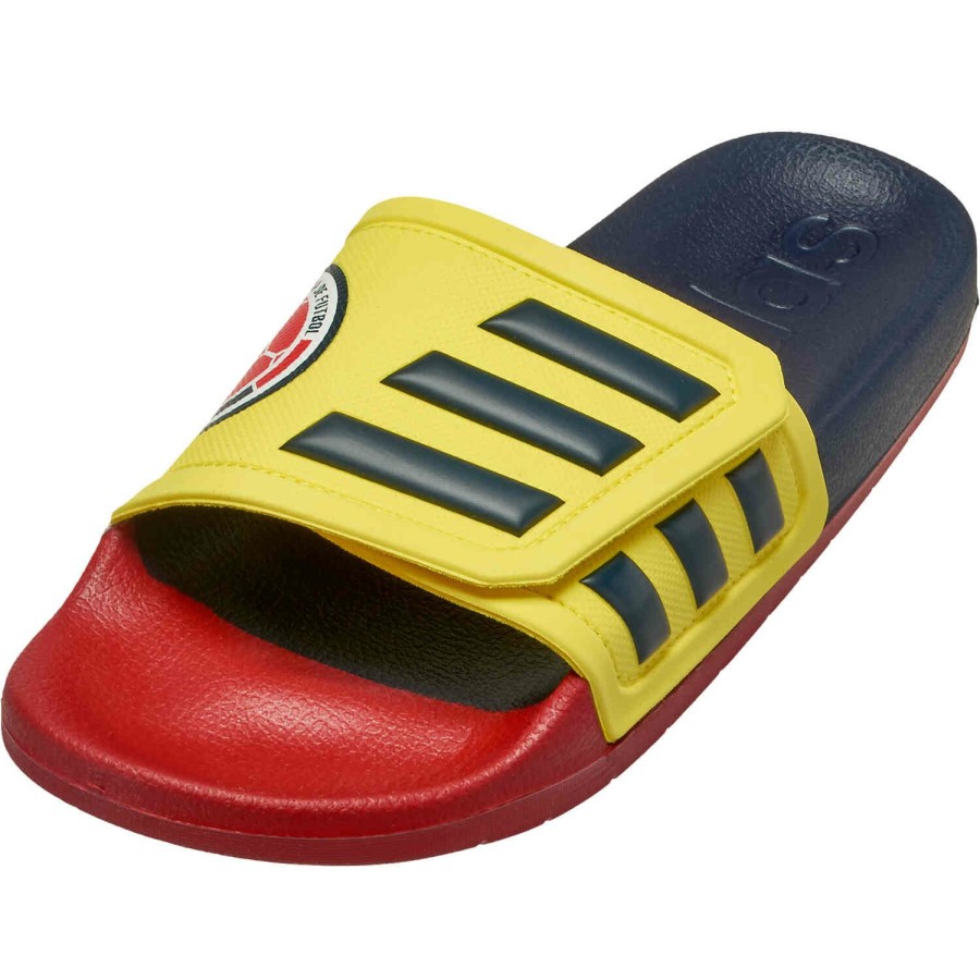 Soccer Shoes * | Adidas Colombia Adilette Tnd Slides Bright Yellow & Navy With Power Red Soccer Shoes