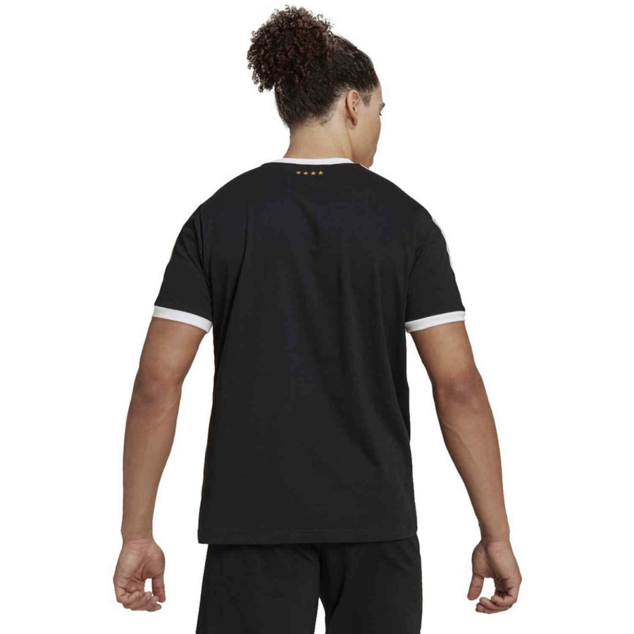 Soccer Apparel * | Adidas Germany 3-Stripes Lifestyle Tee Black/White Soccer Shirts