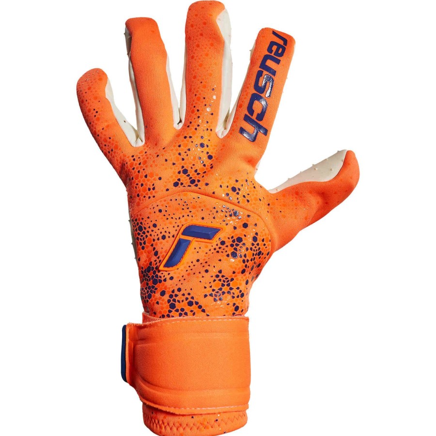 Soccer Equipment * | Reusch Pure Contact Speedbump Goalkeeper Gloves Shocking Orange & Blue Soccer Equipment