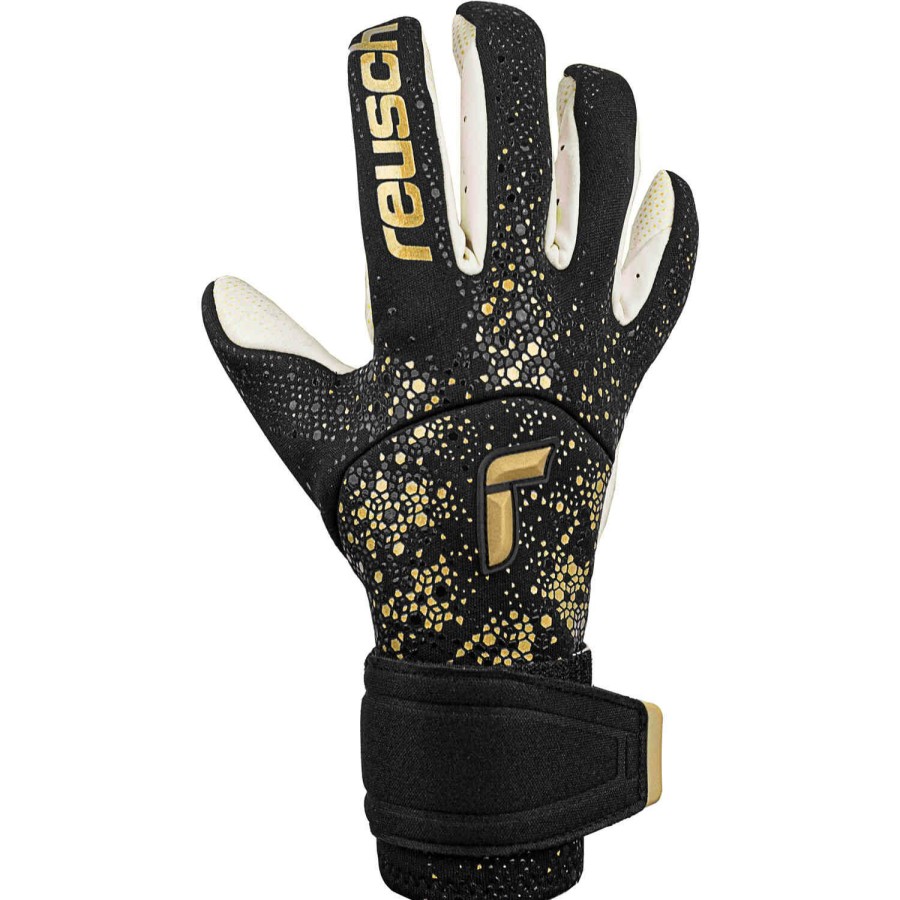 Soccer Equipment * | Reusch Pure Contact Gold X Glueprint Goalkeeper Gloves Black & Gold Soccer Equipment