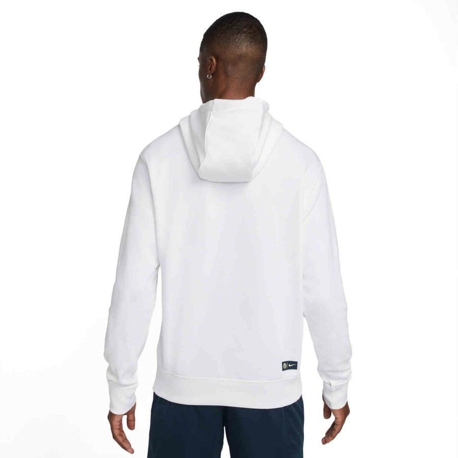 Soccer Apparel * | Nike Club America Fleece Hoodie White/Armory Navy Jackets & Sweatshirts