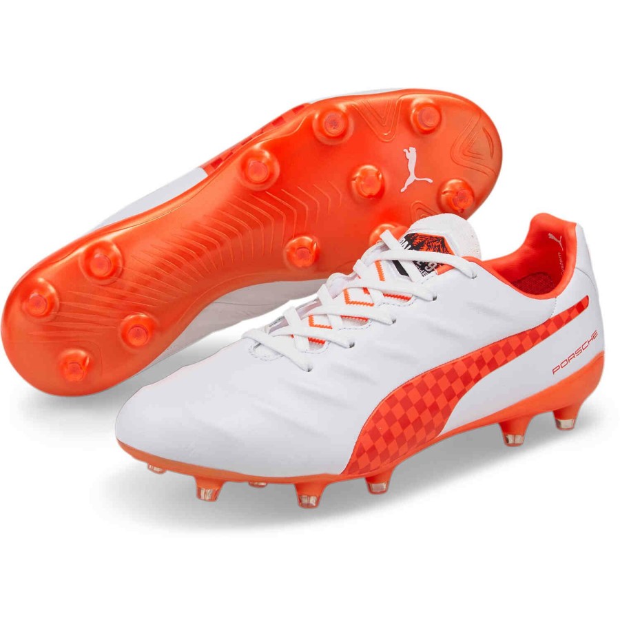 Soccer Shoes * | Puma Ralley King Platinum 21 Fg White & Nrgy Red With Black Soccer Shoes