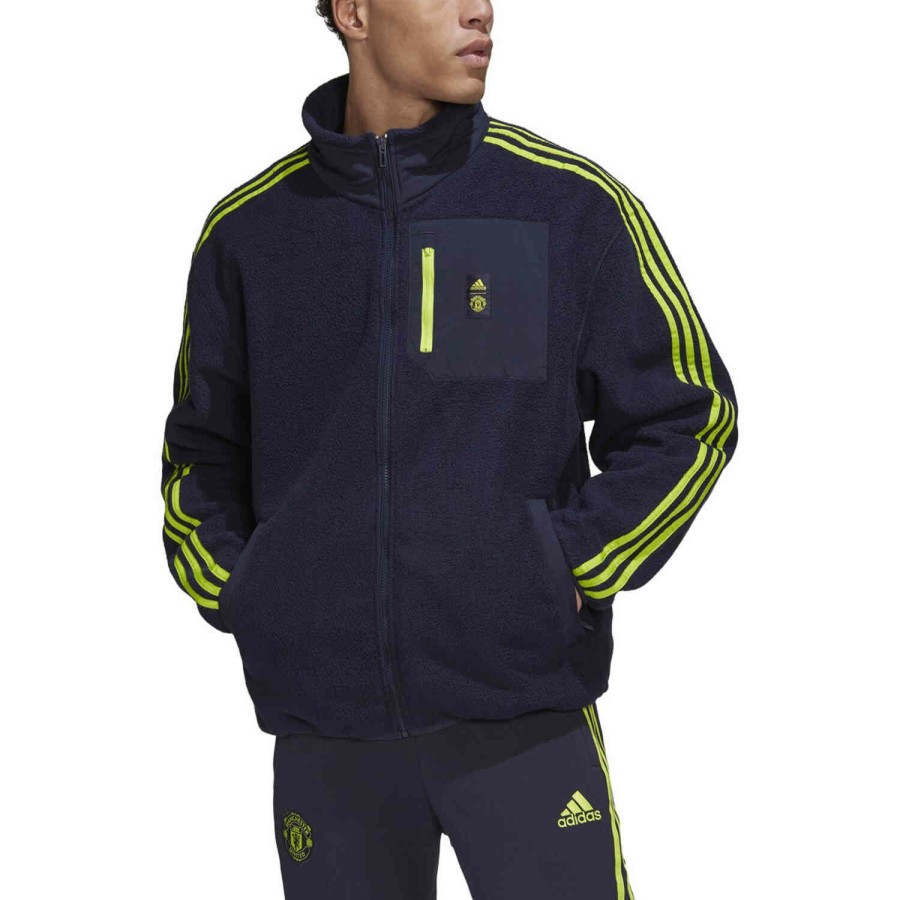 Soccer Apparel * | Adidas Manchester United Fleece Jacket Legend Ink Jackets & Sweatshirts