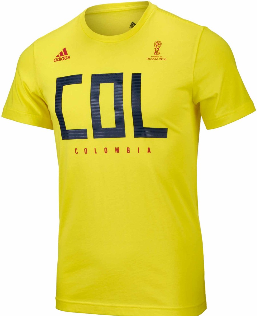 Soccer Apparel * | Adidas Colombia Tee Bright Yellow Soccer Shirts