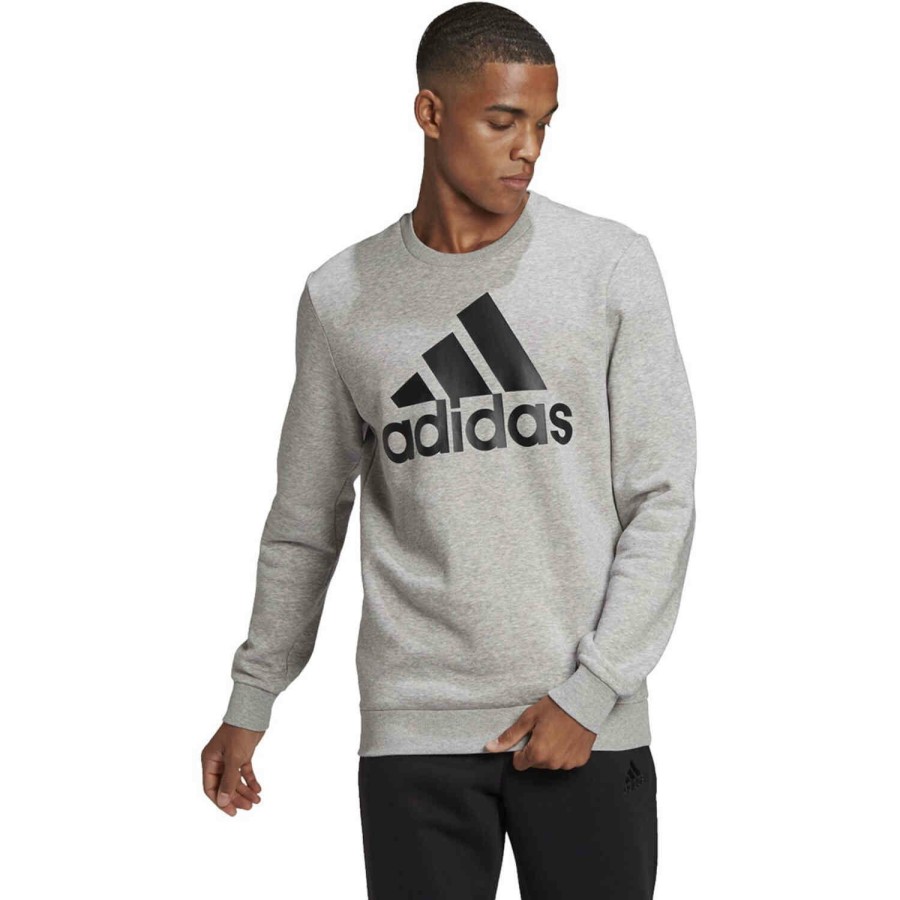 Soccer Apparel * | Adidas Fleece Logo Sweatshirt Medium Grey Heather/Black Jackets & Sweatshirts