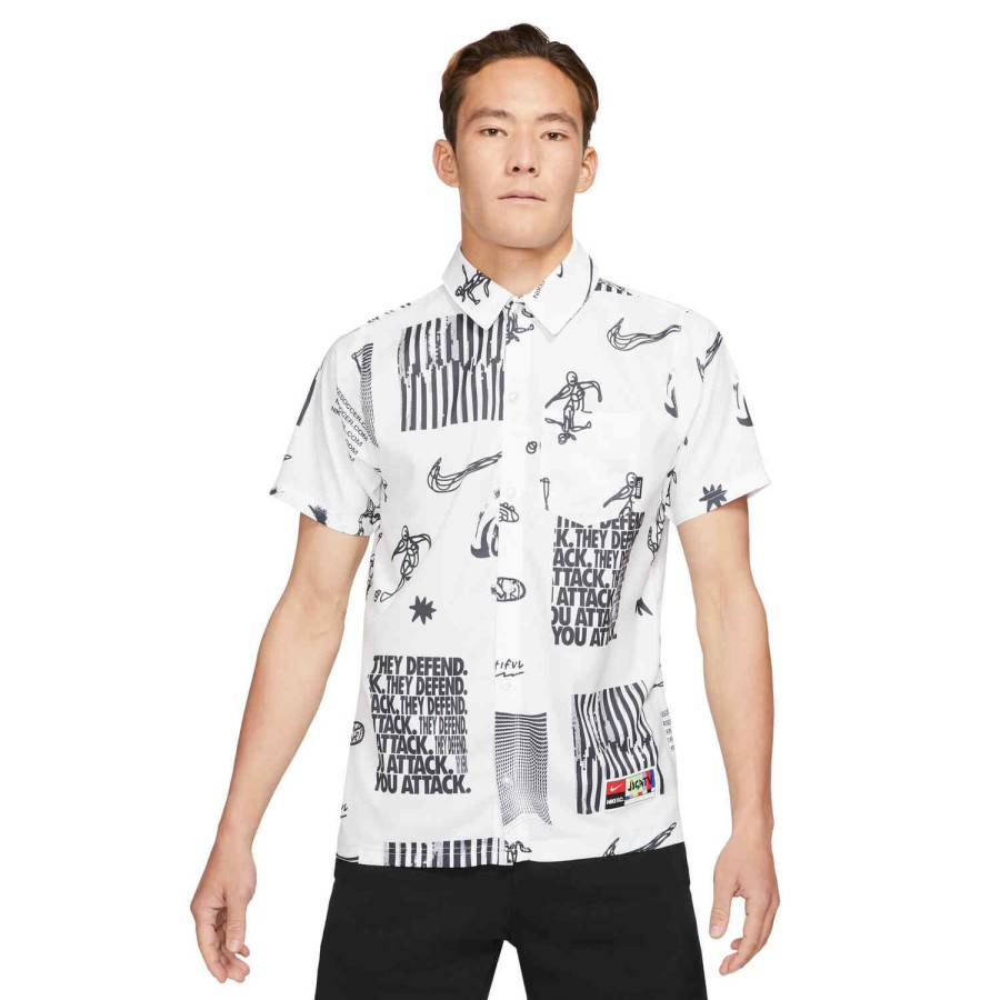 Soccer Apparel * | Nike Fc Lifestyle Whitespace Button Down Tee White Soccer Shirts