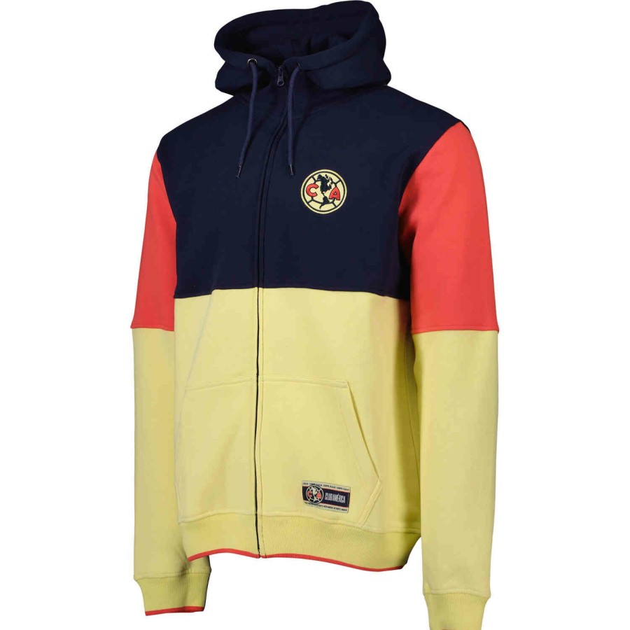 Soccer Apparel * | Club America Color Block Full-Zip Hoodie Ca Yellow Jackets & Sweatshirts