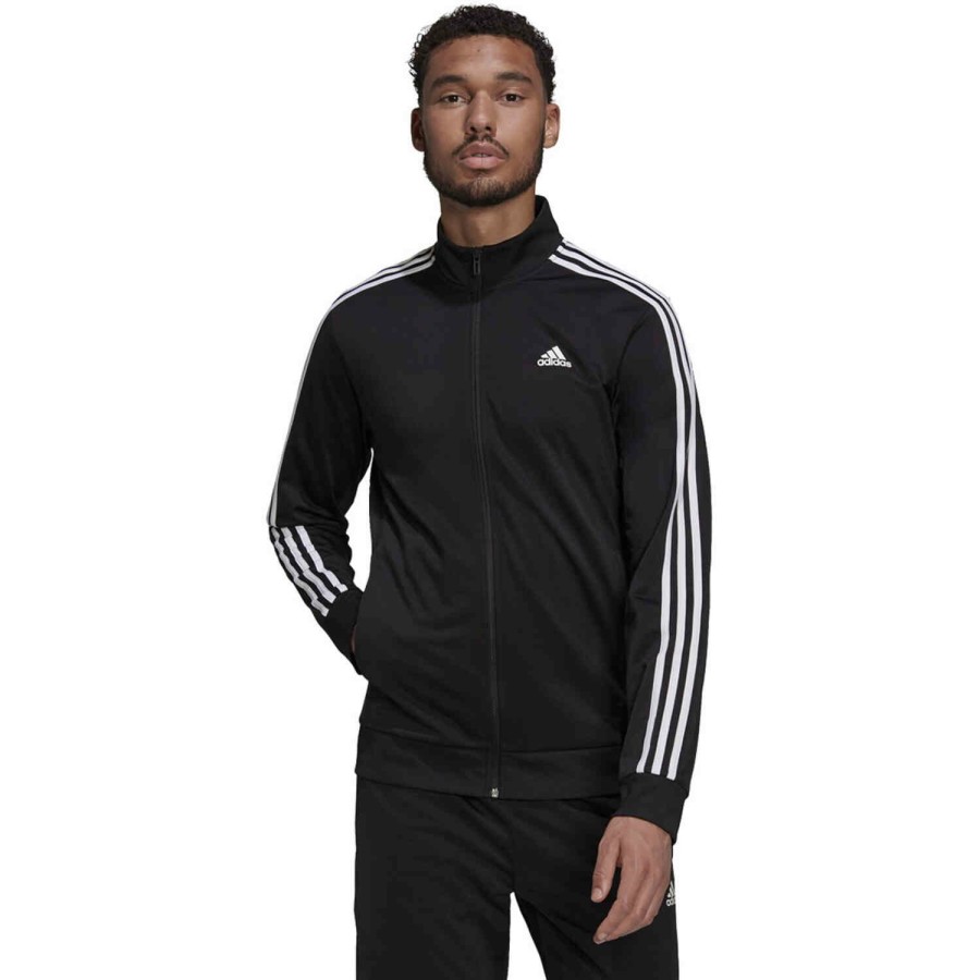 Soccer Apparel * | Adidas 3-Stripes Track Jacket Black/White Jackets & Sweatshirts