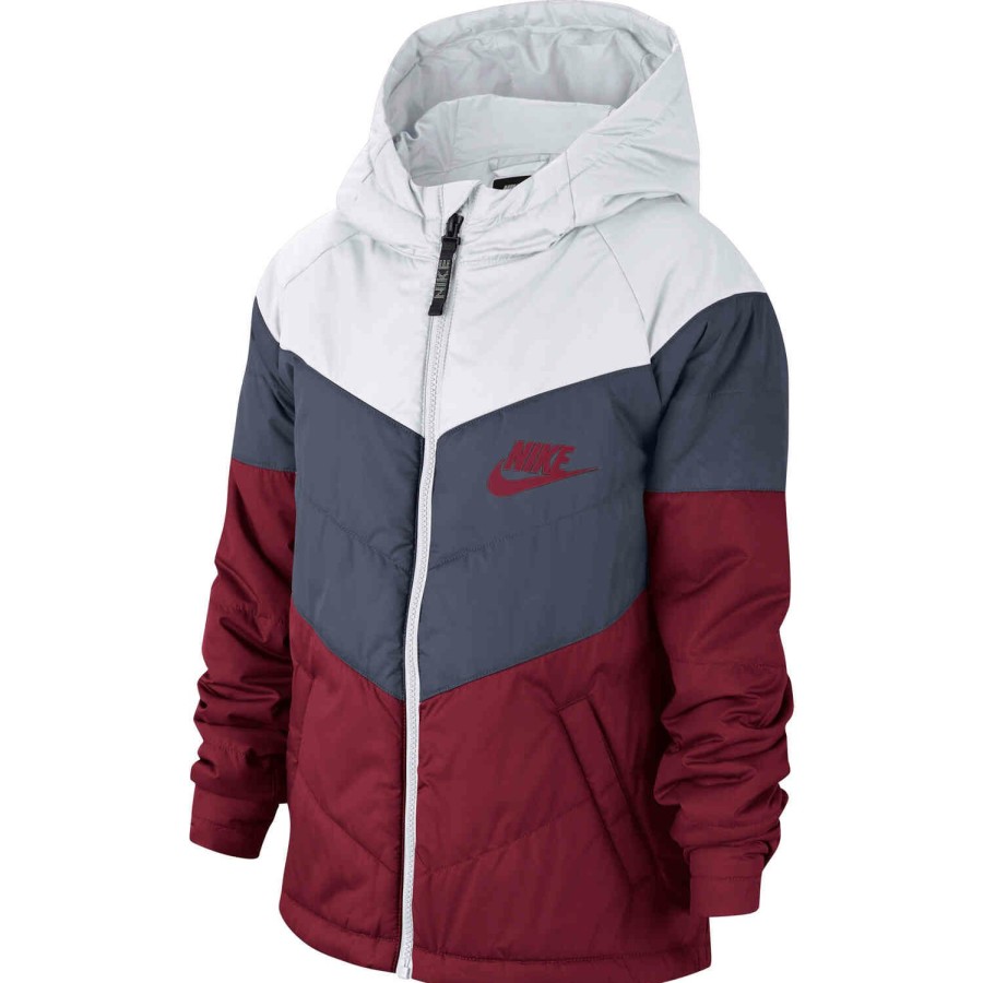 Soccer Apparel * | Kids Nike Sportswear Synthetic Fill Jacket White/Thunder Blue/Dark Beetroot Jackets & Sweatshirts