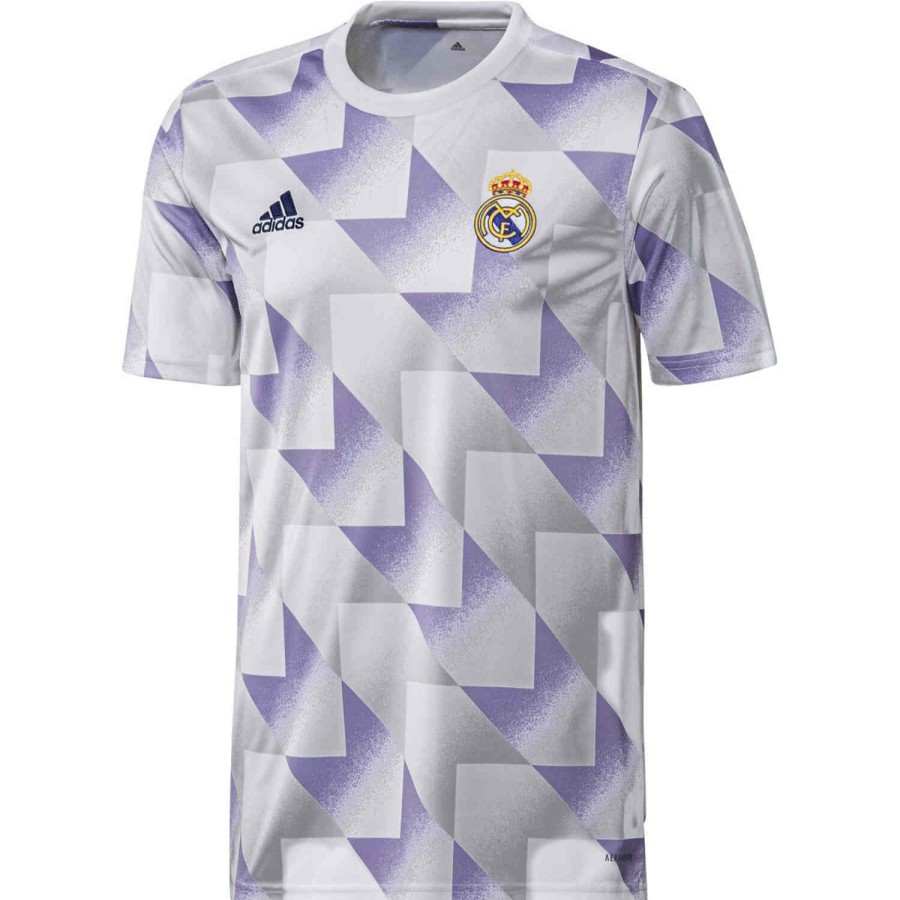 Soccer Apparel * | Adidas Real Madrid Pre-Match Top White/Dash Grey/Magic Lilac Soccer Shirts