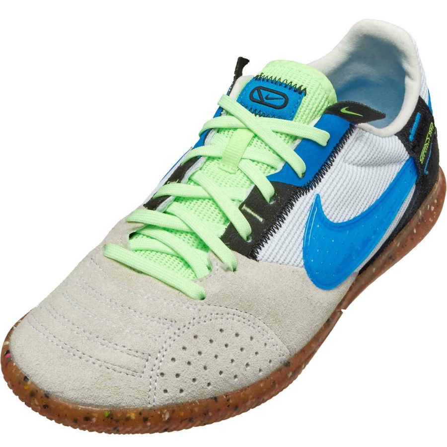 Soccer Shoes * | Kids Nike Streetgato Ic White & Light Photo Blue With Black With Lime Glow Soccer Shoes