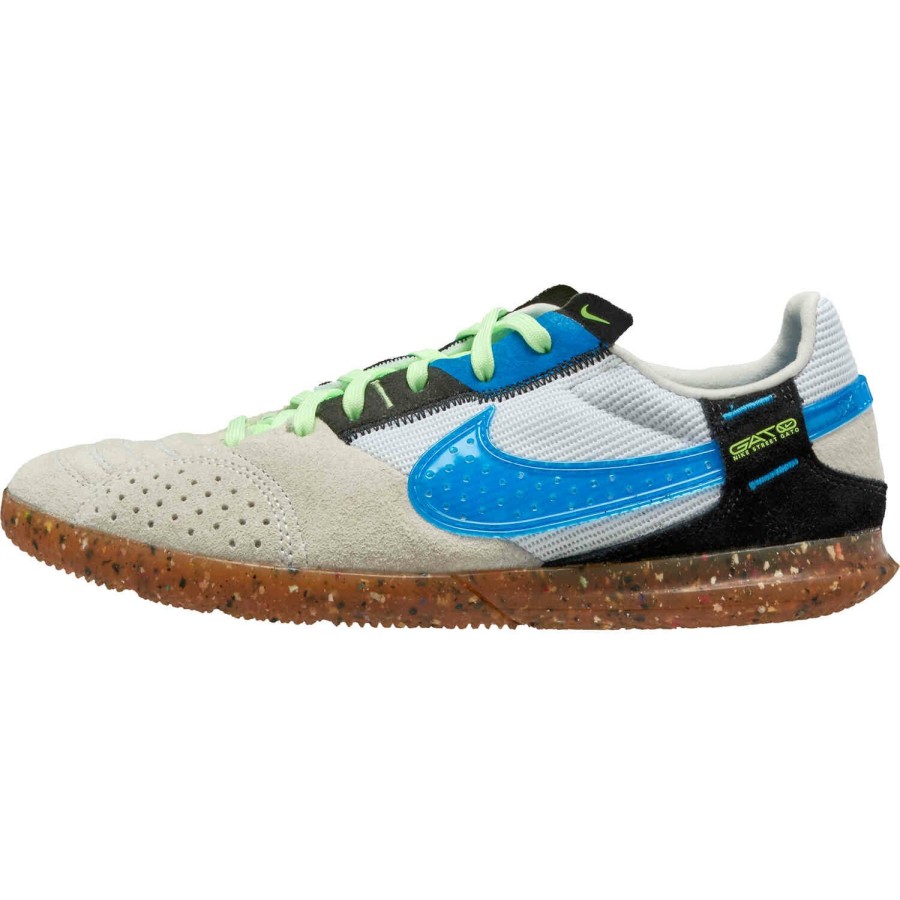 Soccer Shoes * | Kids Nike Streetgato Ic White & Light Photo Blue With Black With Lime Glow Soccer Shoes