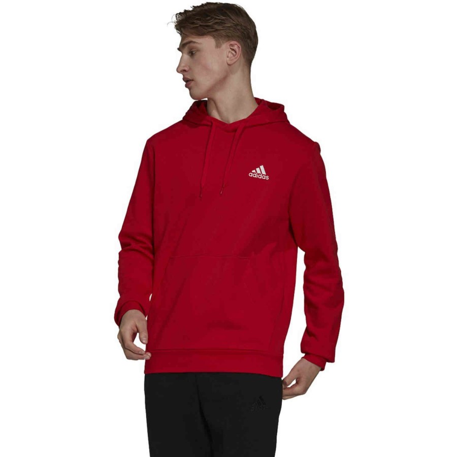 Soccer Apparel * | Adidas Essentials Cozy Hoodie Scarlet/White Jackets & Sweatshirts