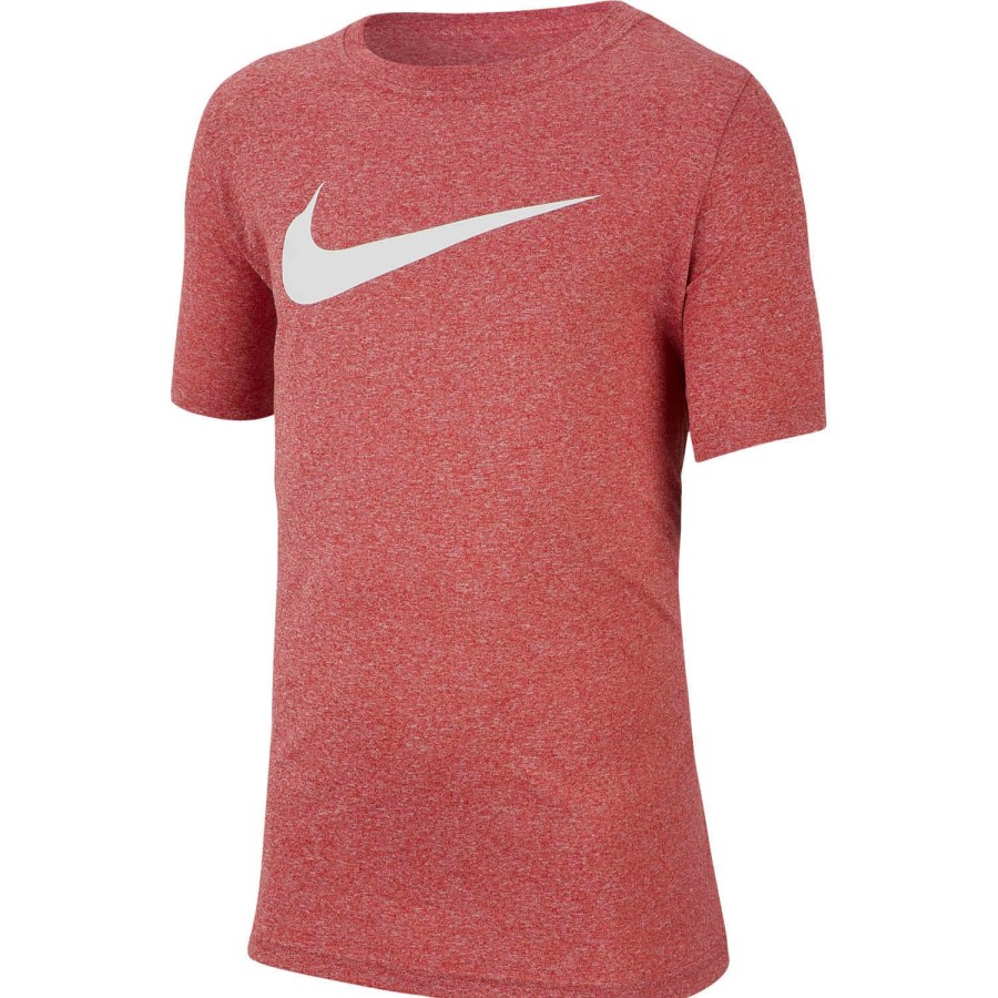 Soccer Apparel * | Kids Nike Dri-Fit Swoosh Tee Gym Red Heather Soccer Shirts