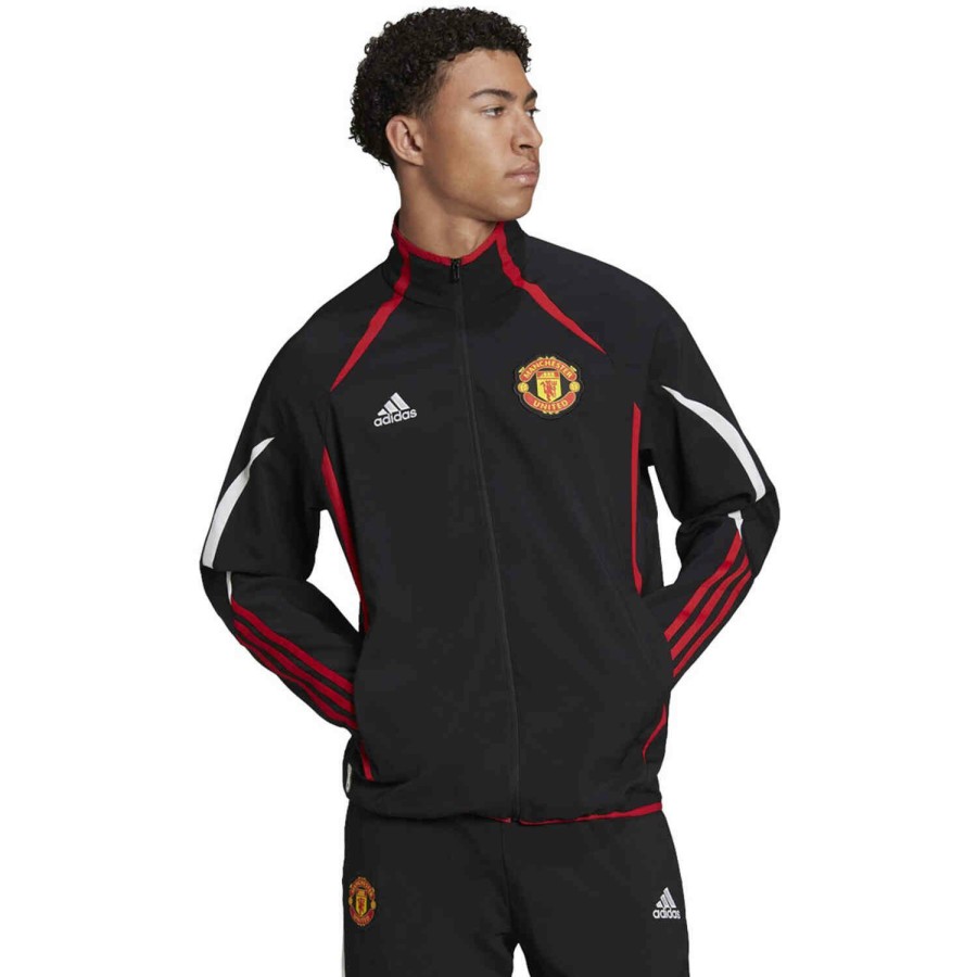 Soccer Apparel * | Adidas Manchester United Teamgeist Woven Jacket Black Jackets & Sweatshirts