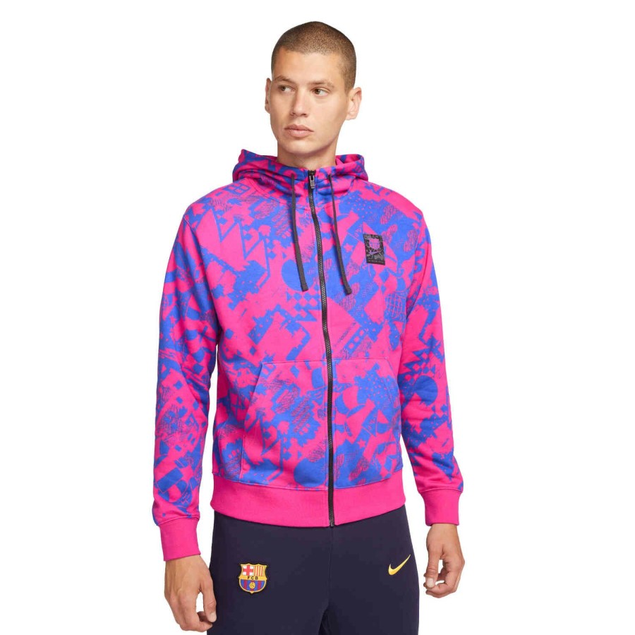 Soccer Apparel * | Nike Barcelona Full-Zip Lifestyle Hoodie Fireberry/Hyper Royal/Hyper Royal Jackets & Sweatshirts