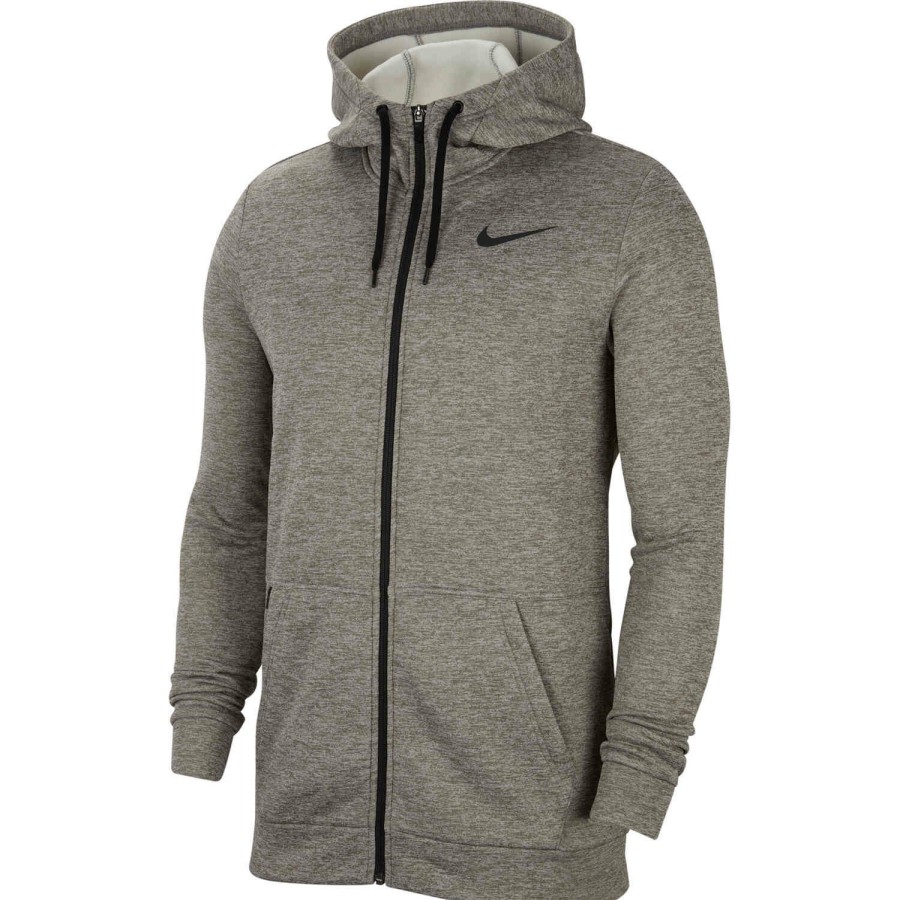 Soccer Apparel * | Nike Therma Full-Zip Hoodie Dark Grey Heather/Black Jackets & Sweatshirts