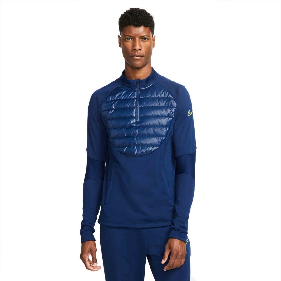 Soccer Apparel * | Nike Winter Warrior Terma-Fit Academy Drill Top Blue Void/Volt Jackets & Sweatshirts