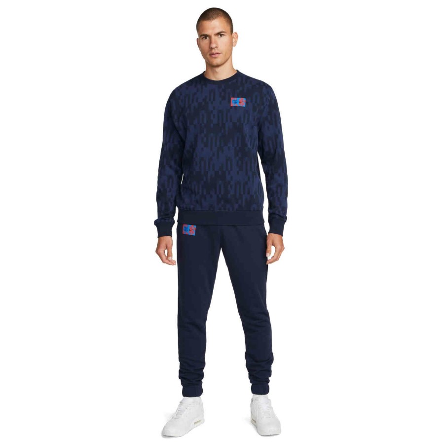 Soccer Apparel * | Nike Barcelona Crew Midnight Navy/Obsidian/Signal Blue/Obsidian Jackets & Sweatshirts